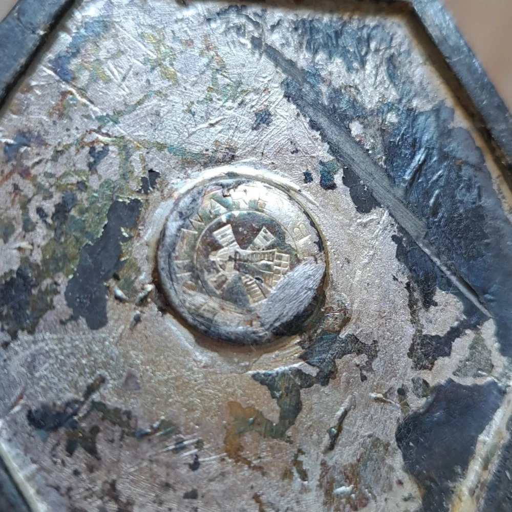 Vintage Old Dutch-Style Embossed Pewter Vase with Windmill & Figurine Motif